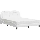 Prolenta Maison Exclusive - Bed "Viana" met matras, wit, 140x190 cm, kunstleer