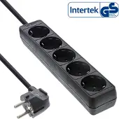 InLine Stekkerdoos met 5 contacten / zwart - 1,5 meter