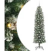 vidaXL Kunstmatige slanke kerstboom Groen en Wit 240 cm