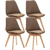 CLP 4-delige set Linares eetkamerstoelen met rugleuning en gestoffeerd op beukenhouten frame Fluweel/donkerbruin