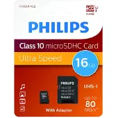 Philips Carte mémoire MicroSDHC 16 Go avec adaptateur SD Noir