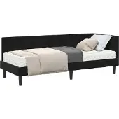 Syfax Hoekbedframe met Matras 2 st Zwart 80 x 200 cm Fluweel