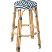J-Line kruk geo rotan blauw/wit - 53 cm - 66 cm