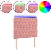 vidaXL Hoofdbord LED 100x7x118/128 cm fluweel roze