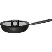 Fiskars Hard Face, Ronde braadpan met schwenkfunctie, zwart, aluminium, 2,8 liter, keramisch, geschikt voor gas, halogeen, inductie, met afgesloten platte bodem