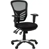Stema Ergonomische draaibare bureaustoel HG-0001, nylon onderstel, verstelbare armleuningen, zwart