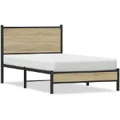 vidaXL Bedframe zonder matras metaal sonoma eikenkleurig 107x203 cm