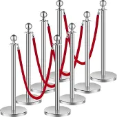 Vevor Drijvende barrière (8 stuks) met 4 rode fluwelen touwen (1,5 m lang)