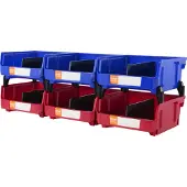 Vevor set van 6 zichtbare opbergdozen, stapeldozen, opbergdozen, blauw/rood