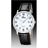 Lotus COVENTRY Herenhorloge, leren band, datumweergave, zwart