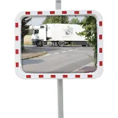 DANCOP Verkeerspiegel, afmetingen 600 x 800 mm, kunststof, rood/wit, lengte 22 meter