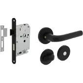 Intersteel Deurbeslag set wc-slot zwart met deurkruk Eucla met rozet zwart