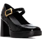 Carmela Dames Leren schoenen 162535 zwart (37), Leer, 5 tot 8 cm, Gesp, Casual 16253503-NEGRO