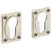 Intersteel Set van 2 cilinderrozetten Tira rechthoek nikkel schroef