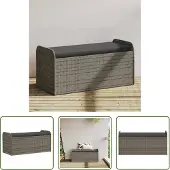 The Living Store Tuinset - Opbergbank - Opbergbankje met kussen 115x51x52 cm poly rattan grijs - Buitendecoratie - Lounge Set - Patio Furniture
