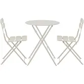 Oviala - Ronde opvouwbare tuintafel met 2 beige opvouwbare stoelen - Annecy