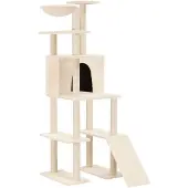 Syfax Kattenmeubel met sisal krabpalen 166 cm crèmekleurig