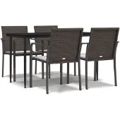 vidaXL 5-delige Tuinset met kussens poly rattan en staal