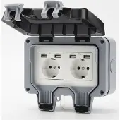 INF Waterdicht stopcontact met aan/uit-schakelaar, flip-bescherming en 4 USB-poorten