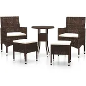 vidaXL 5-delige Loungeset poly rattan bruin