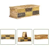 The Living Store Salontafel 100x50x35 cm massief mangohout - Salontafel - Mangohout - Opbergruimte - Koffietafel - Tv Tafellaar
