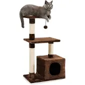 Lionto kattenkrabpaal 85 cm, ruimtebesparend & met sisalstammen, bruin