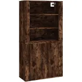 Syfax Hoge kast bewerkt hout gerookt eikenkleurig