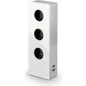 Wipo MIRA Glas-USB stopcontactelement WIT - Schuko stekkerdoos met 3 stopcontacten en 2 USB-oplaadpoorten / Stopcontacten / USB-poorten