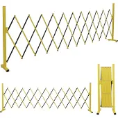 Mendler Aluminium afsluithek HWC-B34, scharnierhek, uitrekbaar beschermingshek, 103x35-300 cm geel-zwart