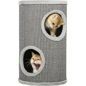 PawHut Kattentoren-Spaanplaat, Polyester-Ø35 x 60H cm-Lichtgrijs