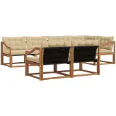 vidaXL Buiten bank set 7 st Natuurlijk en Beige
