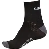 Endura 2-Pack Sokken Zwart MERINO || Maat: 37.5-42