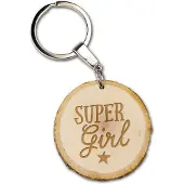Miko Boomschijf sleutelhanger - Supergirl | (bruin en zilver)