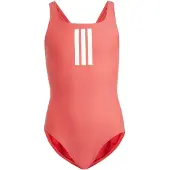 Adidas 3 Stripes Swimsuit Rood 5-6 Years Meisje