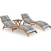Syfax Ligbedden 2 st met tafel en kussens massief acaciahout