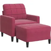 vidaXL Fauteuil met voetenbank 60 cm fluweel wijnrood
