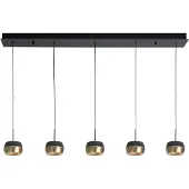 Highlight 5 Lichts Hanglamp Nova Recht Zwart Met Goud