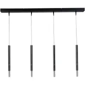 Masterlight Zwarte eettafel hanglamp Flute 4-lichts design cilinders