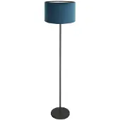 Mexlite Vloerlamp Noor 4446ZW – Mat zwart met blauwe velours kap