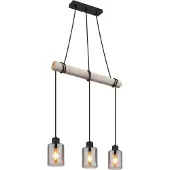 Globo Lighting 3-lichts hanglamp Hadera zwart met smoke glas