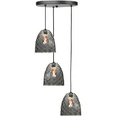 Highlight 3 Lichts Hanglamp Fantasy Zwart Met Bruin Glas Rond