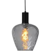 Masterlight Hanglamp zwart Porto met Diamond smoke glas - Ø 21cm