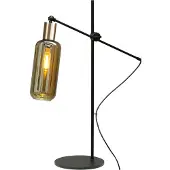 Masterlight Zwarte tafellamp met goud Bounty met cilinderglas