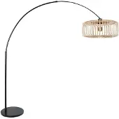 Steinhauer Booglamp Breeza-Beach 4149ZW zwart met bamboe kap Ø50 cm