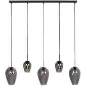 Mexlite HaloSwap 4280ZW – Zwarte langwerpige hanglamp met smoke glas in twee formaten