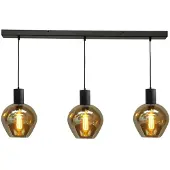 Masterlight Zwarte hanglamp eetkamer Bounty 3-lichts rond glas