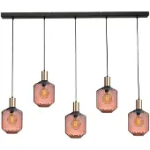 Masterlight 5 Lichts Hanglamp Goud Porto Met Jagger Red Glazen Ø 24cm