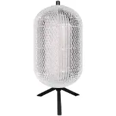 Mexlite Tafellamp Geripu – Ø 15 x 32 cm – Geribbeld Kunststof Met 8W LED En Snoerdimmer – Zwart/Transparant
