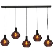 Masterlight 5-lichts hanglamp - zwart - Porto met Ball red glazen - Ø 24cm