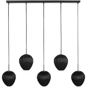 Mexlite HaloSwap 4287ZW – Zwarte langwerpige hanglamp met stijlvolle, lichtdoorlatende kappen
